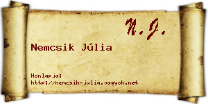 Nemcsik Júlia névjegykártya